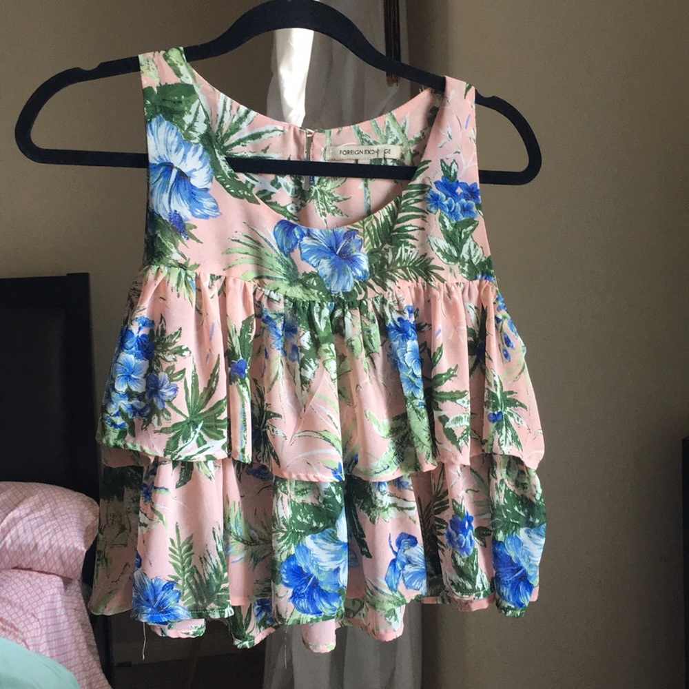 Light & Flowy Tropical Floral Print Pattern Blouse